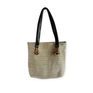 Elegant Cream Crochet Tote Bag.